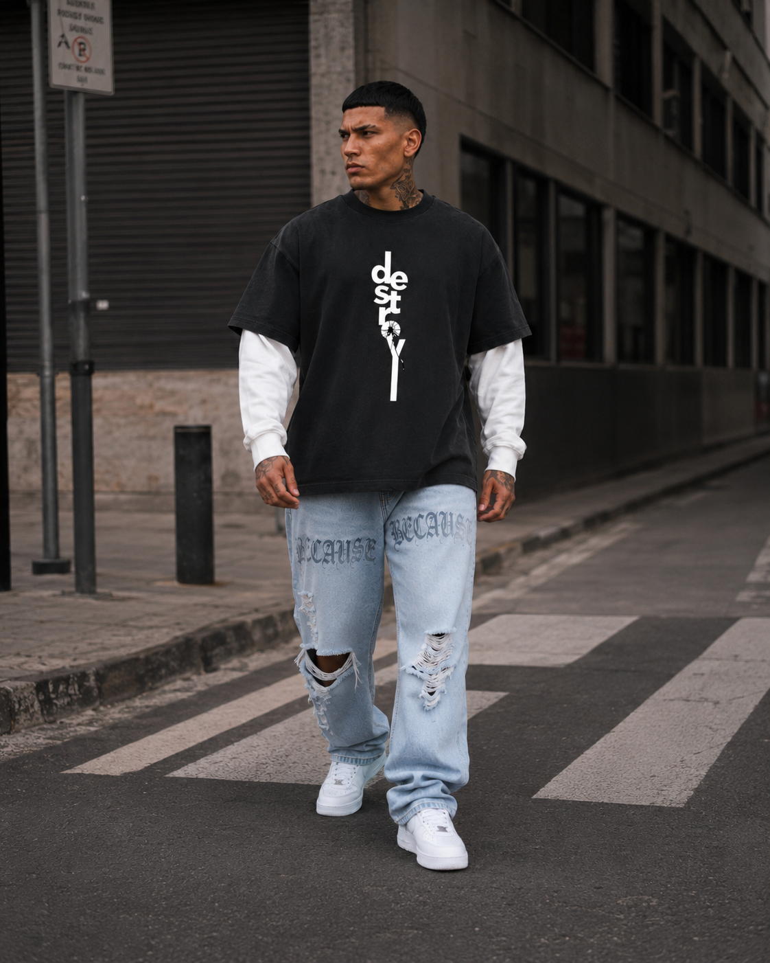 BECAUSE DESTROY Sleeve T-Shirt | BECAUSE Official