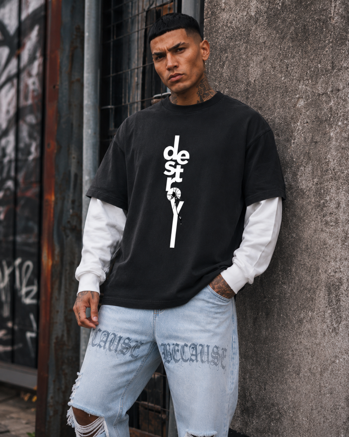 BECAUSE DESTROY Sleeve T-Shirt | BECAUSE Official